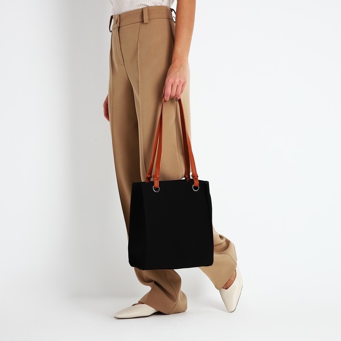 Сумка женская тоут на молнии, цвет чёрный Сумка женская тоут на молнии, цвет чёрный