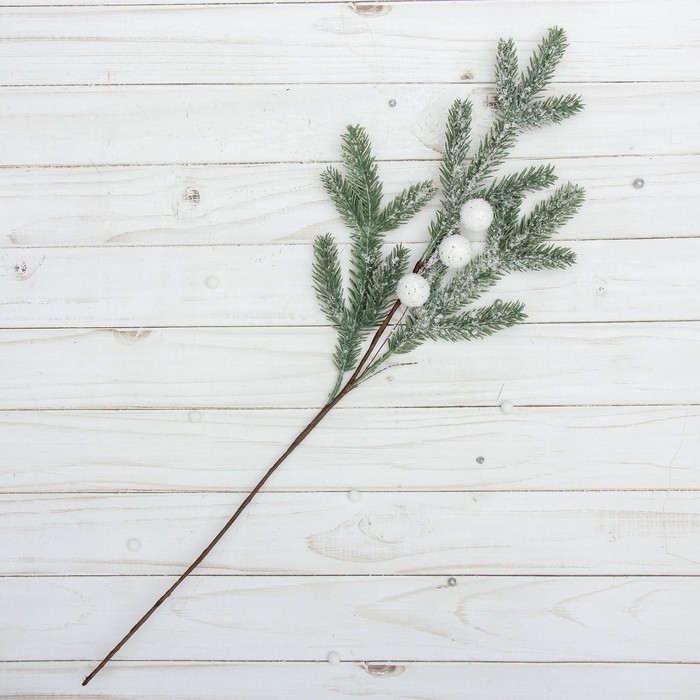 Декор Декор "Зимние мечты" веточка с белыми шариками, 50 см