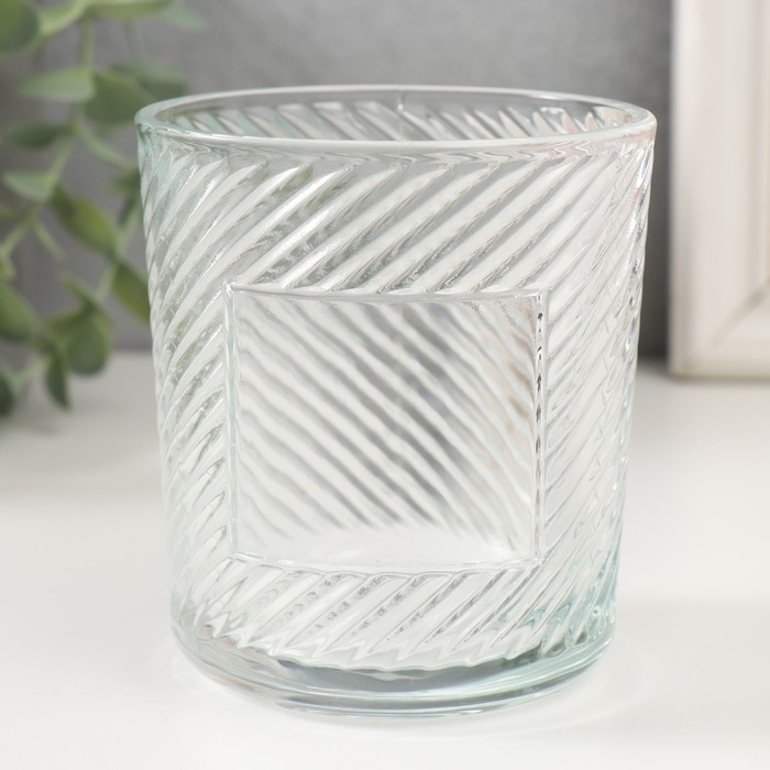 Банка для свечей стекло Банка для свечей стекло "Наклонные линии" прозрачная 350 мл 8,5х8,5х10 см