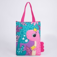 Шопер детский для девочки с допиками &laquo;Динозаврик&raquo; на молнии, 32х23см