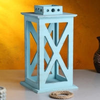 Кашпо деревянное "Фонарь. Прованс" 17х17х31 см, серо-голубой Кашпо деревянное "Фонарь. Прованс" 17х17х31 см, серо-голубой