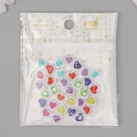Бусины для творчества пластик "Нарисованное сердце" бело-цветные набор 30 шт 0,8х0,4 см