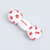 Игрушка пищащая "Новогодняя Гантель", 12,5 см, белая Игрушка пищащая "Новогодняя Гантель", 12,5 см, белая