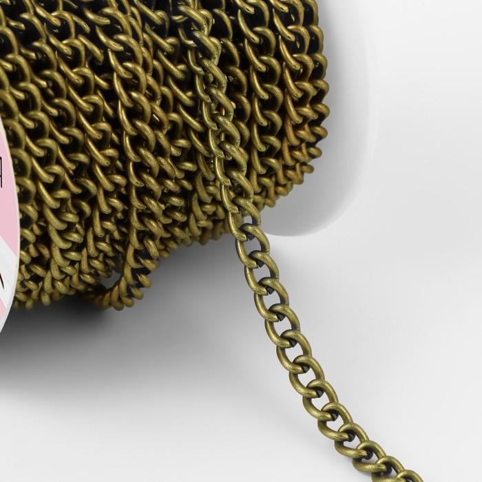 Цепочка для сумки, железная, 4,35 × 5,8 мм, 10 ± 0,5 м, цвет бронзовый Цепочка для сумки, железная, 4,35 × 5,8 мм, 10 ± 0,5 м, цвет бронзовый