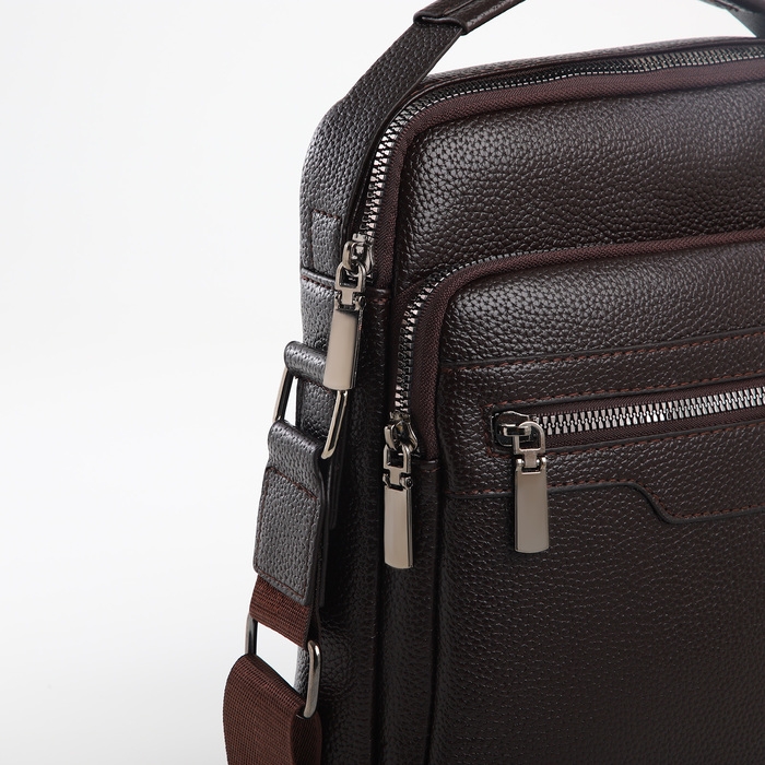 Сумка мужская через плечо TEXTURA, 3 наружных кармана, цвет коричневый Сумка мужская через плечо TEXTURA, 3 наружных кармана, цвет коричневый