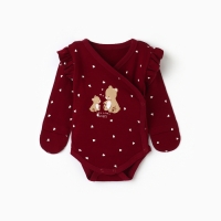 Боди-кимоно детское с длинным рукавом "Мишка", цвет бордовый, рост 56 Боди-кимоно детское с длинным рукавом "Мишка", цвет бордовый, рост 56