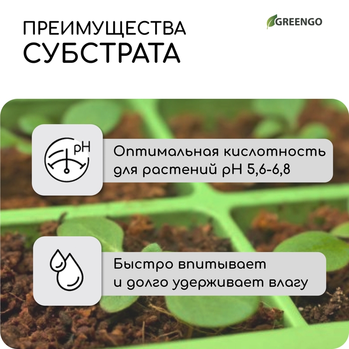 Субстрат кокосовый в брикете, 7 л, 30% чипсы и 70% торф, Greengo Субстрат кокосовый в брикете, 7 л, 30% чипсы и 70% торф, Greengo