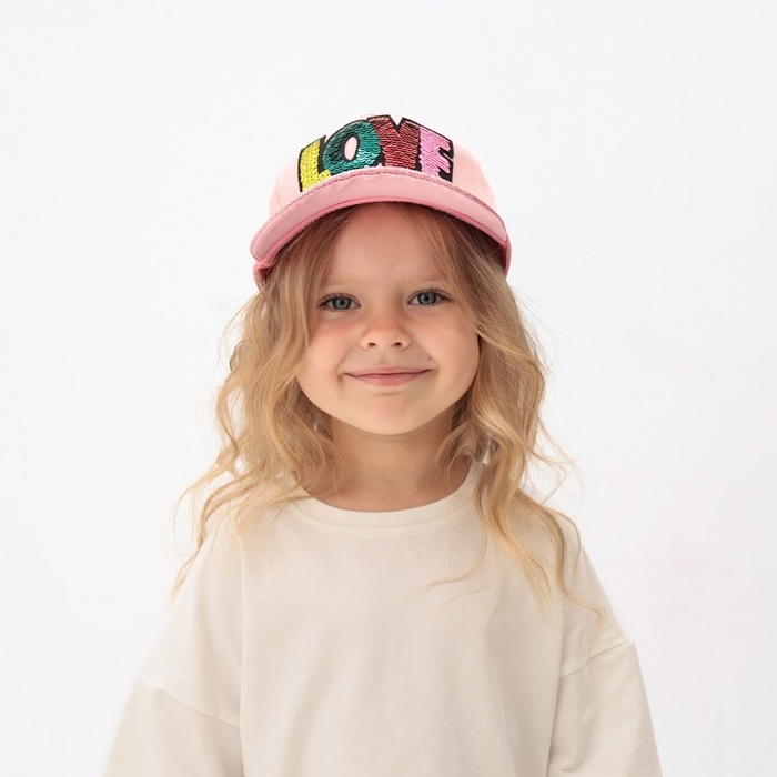 Кепка для девочки MINAKU Кепка для девочки MINAKU "LOVE" цвет розовый, р-р 52
