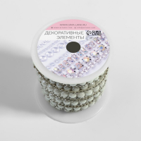 Стразы и бусины термоклеевые, ширина - 11 мм, 4,5 ± 0,5 м, цвет серебряный Стразы и бусины термоклеевые, ширина - 11 мм, 4,5 ± 0,5 м, цвет серебряный