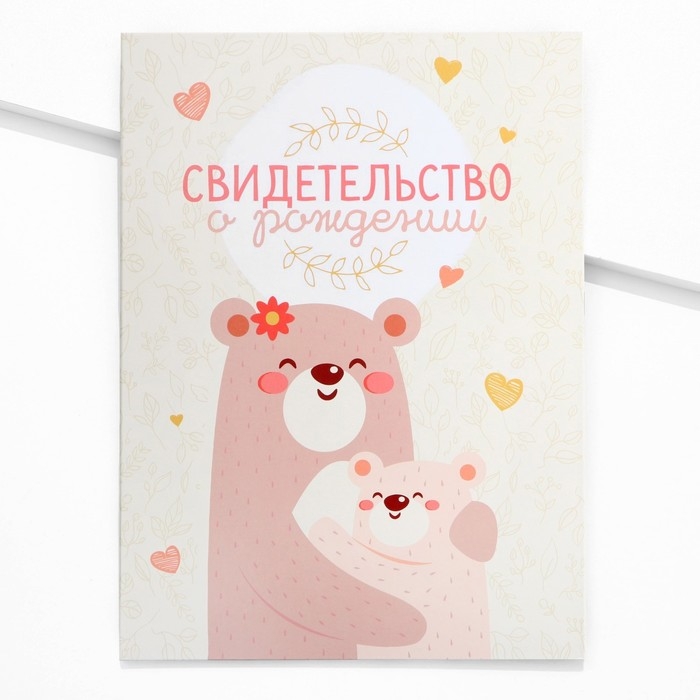 Папка для свидетельства о рождении &laquo;Медвежонок&raquo;, 23,5 х 31,5 см.