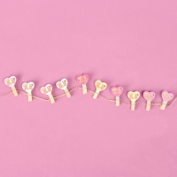 Прищепки декоративные с верёвкой для подвеса &laquo;Сердечки&raquo; набор 10 шт., 2,5 &times; 12,5 &times; 13,5 см