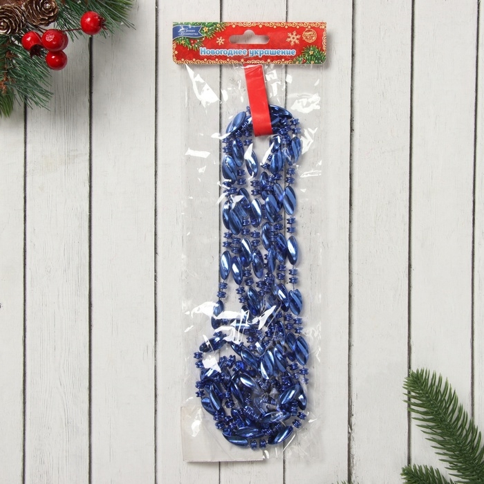 Бусы на ёлку 2,7 м "Бочонки и волна" микс