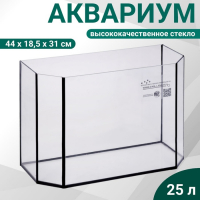 Аквариум "Панорамный" без крышки, 25 литров, 44 х 18,5 х 31 см