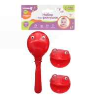 Набор погремушек &laquo;Лягушата: кастаньеты + перкуссионный маракас, 3 шт., цвет красный, Крошка Я