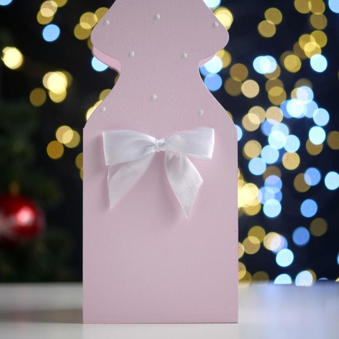 Ящик подарочный Ящик подарочный "Ёлка" (12*12*42) Дерево, МДФ 6 мм, окрашен., оформл., Розовый пастель-белый