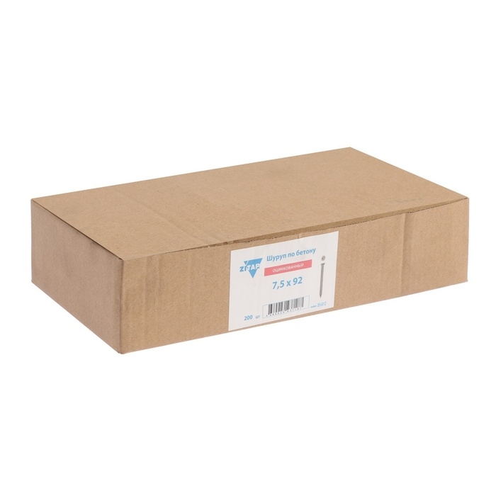 Шуруп-саморез ЛОМ, по бетону, оцинкованный, 7,5х92 мм, 200 шт