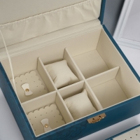 Шкатулка кожзам для украшений сундук"Кулон на сакуре. Узоры" синяя" 26х20х13 см Шкатулка кожзам для украшений сундук"Кулон на сакуре. Узоры" синяя" 26х20х13 см