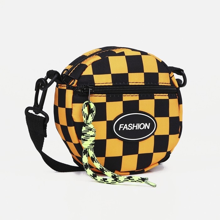 Сумка детская на молнии, наружный карман, регулируемый ремень, цвет чёрный/оранжевый Сумка детская на молнии, наружный карман, регулируемый ремень, цвет чёрный/оранжевый