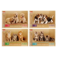 Альбом для рисования А4, 32 листа, на гребне, "Зверьё моё", обложка картон, блок 100 г/м&sup2;, перфорация на отрыв, МИКС