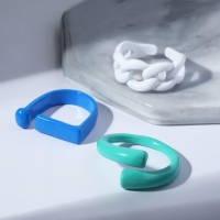 Кольцо набор 3 штуки &laquo;Формы&raquo;, цвет белый, синий, зелёный, безразмерные