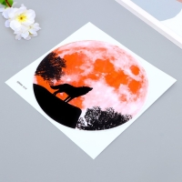 Наклейка пластик интерьерная фосфорная "Вой волка на фоне луны" 20х20,5 см Наклейка пластик интерьерная фосфорная "Вой волка на фоне луны" 20х20,5 см