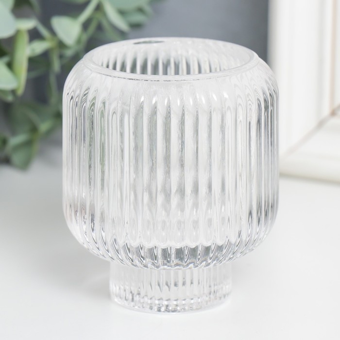 Подсвечник стекло "Галла" двухсторонний d- 5 и 2,2 см прозрачный 6,5х6,5х8,5 см