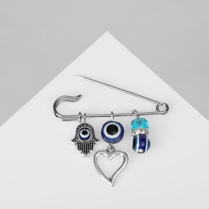 Булавка-оберег &laquo;На встречу второй половинки&raquo;, цвет синий в серебре