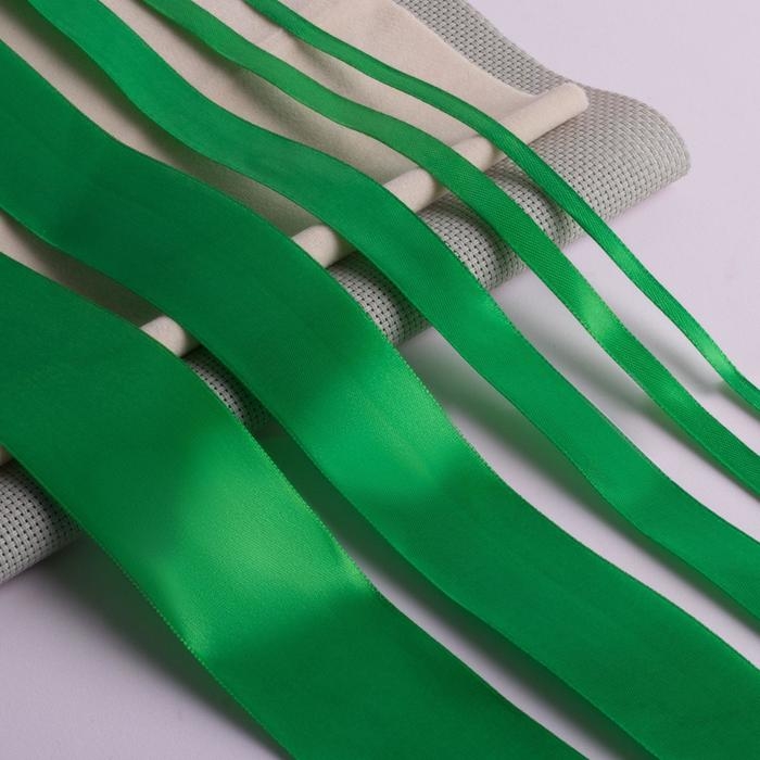 Набор атласных лент, 5 шт, размер лент: 6/10/20/40/50 мм &times; 23 &plusmn; 1 м, цвет зелёный