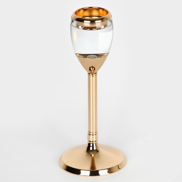 Подсвечник металл, стекло на 1 свечу &laquo;Безмятежность&raquo;, цвет золото 11 х 11 х 25.5 см