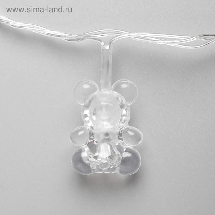 Гирлянда &laquo;Нить&raquo; 5 м с насадками &laquo;Мишки&raquo;, IP20, прозрачная нить, 20 LED, свечение мульти (RG/RB), мигание, 220 В