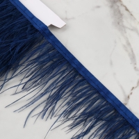 Тесьма с перьями страуса, 8-10 см, 5 &plusmn; 0,5 м, цвет тёмно-синий