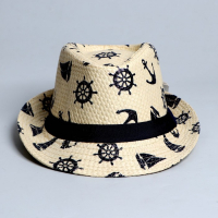 Панама детская соломенная для мальчика &laquo;Морская&raquo;,р-р 52-54