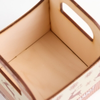 Кашпо деревянное "Олени новогодние, Поздравляю!", 10&times;10.5&times;11 см