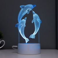 Светильник сенсорный "Дельфины" LED 7 цветов USB/от батареек белый RISALUX