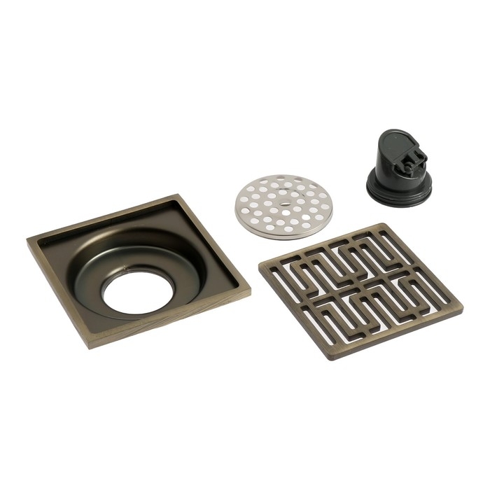 Трап ZEIN, 100х100 мм, вертикальный, d=32 мм, нержавеющая сталь, античная бронза Трап ZEIN, 100х100 мм, вертикальный, d=32 мм, нержавеющая сталь, античная бронза