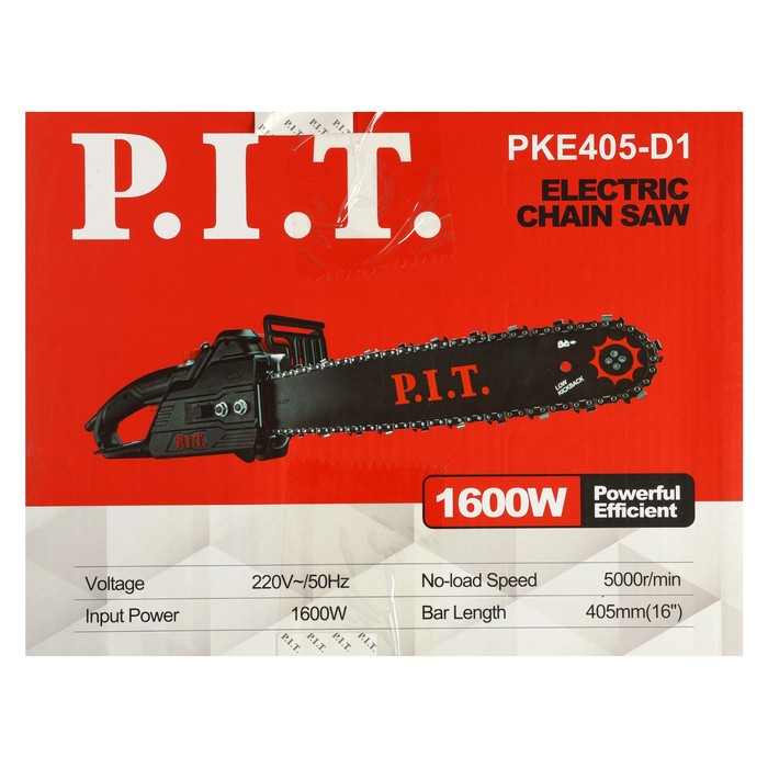 Пила цепная P.I.T. PKE405-D1, электрическая, 1600 Вт, 16 Пила цепная P.I.T. PKE405-D1, электрическая, 1600 Вт, 16", шаг 3/8", паз 1.3 мм, 59 звеньев