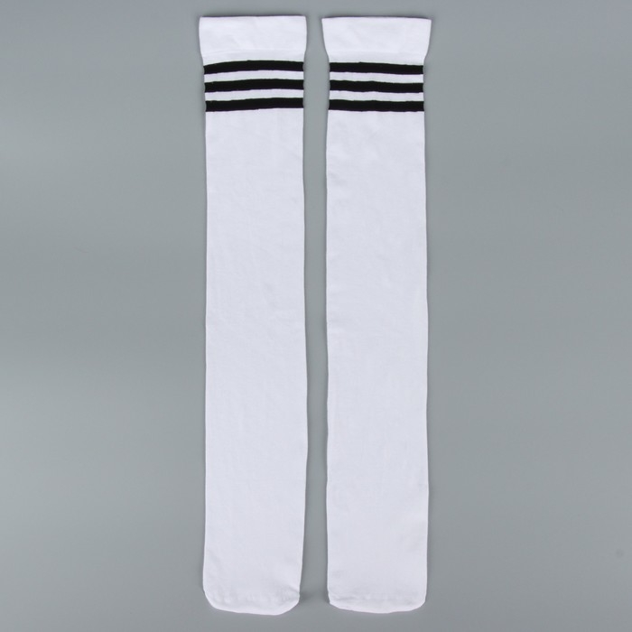 Гольфы для девочек школьные, цвет белый с полосками