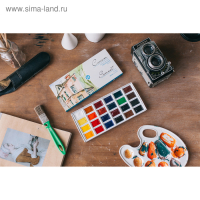 Акварель художественная в кюветах, 24 цвета х 2.5 мл, ЗХК "Сонет", 3541139