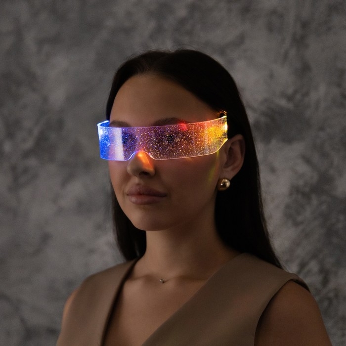 Светодиодные очки Светодиодные очки "Сияние", 14.5x4.5x18 см, CR2032x2 (в компл.), 3 режима, RGB