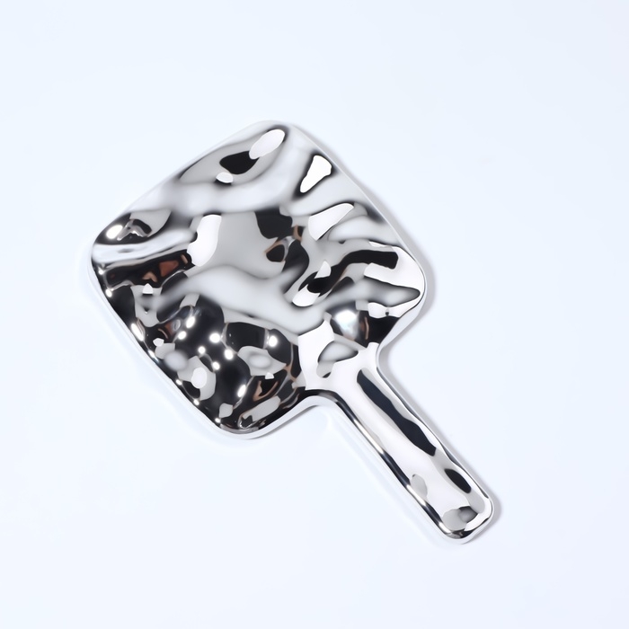 Зеркало с ручкой, зеркальная поверхность 8,5 &times; 8,5 см, цвет серебристый