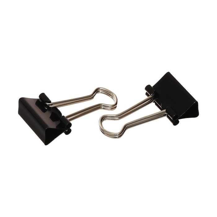 Зажимы для бумаг 19 мм, 12 штук, чёрные