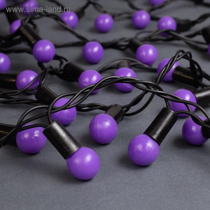 Гирлянда &laquo;Нить&raquo; 10 м с насадками &laquo;Шарики 1.5 см&raquo;, IP44, тёмная нить, 100 LED, свечение фиолетовое, 8 режимов, 220 В