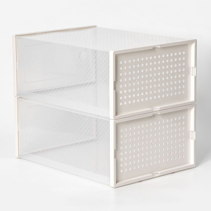 Коробка для хранения обуви с дверцей Доляна Middle size, 24&times;33&times;14 см, 2 шт