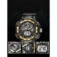 Часы наручные электронные, с будильником, d-5.3 см, ремешок l-26 см, 5 ATM, черные Часы наручные электронные, с будильником, d-5.3 см, ремешок l-26 см, 5 ATM, черные