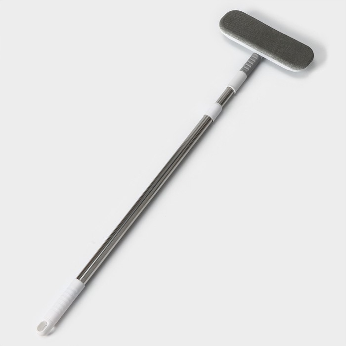 Щётка для окон Raccoon, телескопическая нержавеющая ручка 77(123) см, силиконовый сгон 22 см, велюровая насадка 22&times;7 см, цвет МИКС