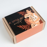 Набор подарочный "A little bit wild" плед, носки, бутылка, блокнот