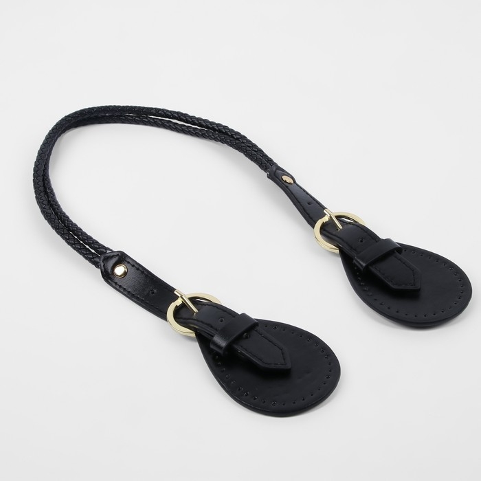 Ручка для сумки, шнуры, 60 × 1,8 см, с пришивными петлями 5,8 см, цвет чёрный/золотой Ручка для сумки, шнуры, 60 × 1,8 см, с пришивными петлями 5,8 см, цвет чёрный/золотой