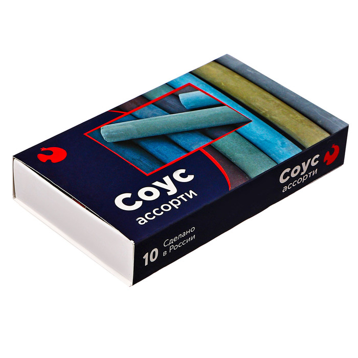 Соус ассорти, набор 10 цветов (длина 65 &plusmn; 1 мм; диаметр 10.5 &plusmn; 0,6 мм), в картонной коробке