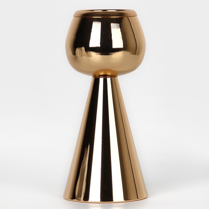 Подсвечник металл на 1 свечу &laquo;Гиацинт&raquo;, цвет золото 8 х 8 х 19 см