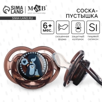 Соска - пустышка силиконовая ортодонтическая &laquo;Пингвинчик&raquo;, от 6 мес., с колпачком, цвет черный